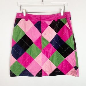 VINTAGE LILLY PULITZER ARGYLE CORDUROY SKIRT 12